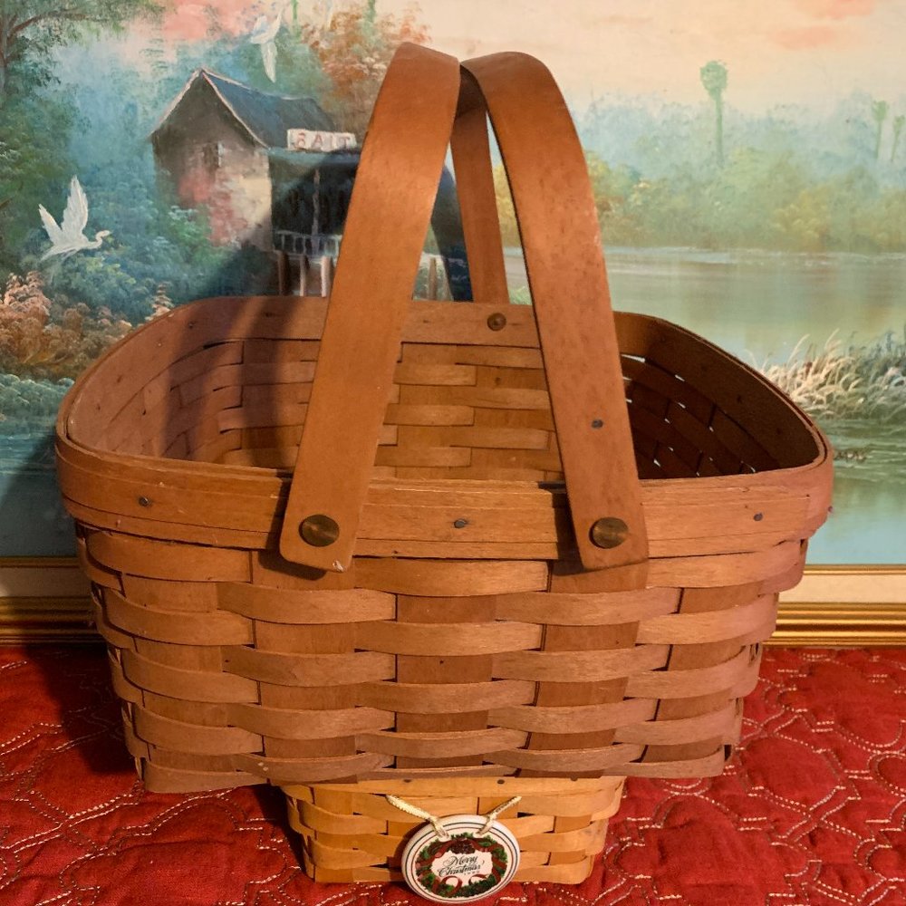 Bundle 𝅺2 Longaberger 1996 Handwoven Large/Small Square Baskets   12'' - Picture 5 of 16